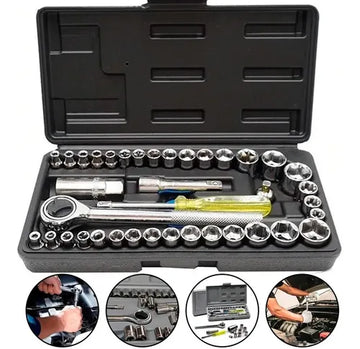 40-Piece Chrome Vanadium & Stainless Steel Tool Kit Set – Portable & Practical